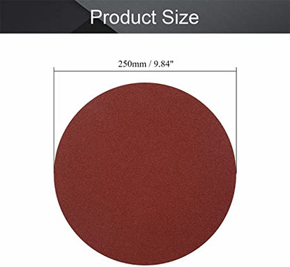 Heyiarbeit 5pcs 10" 250mm Sanding Discs 80 Grits Self Stick Adhesive Back Aluminum Oxide Sandpaper - style: 80#