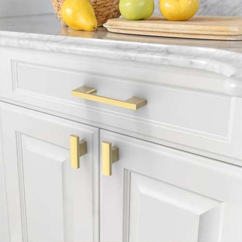 Amerdeco 10 Pack Brushed Gold Cabinet Pulls 3" - color: Brushed Gold, size: 3" hole center