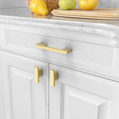 Amerdeco 10 Pack Brushed Gold Cabinet Pulls 3" - color: Brushed Gold, size: 3" hole center