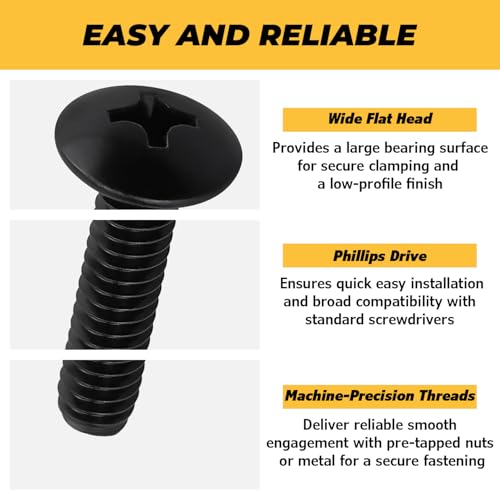 100pk M5 x 12mm Black Truss Head Machine Screws, 304 SS + Bit - size: M5-0.8 x 12mm