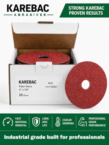 Karebac 5" x7/8" Aluminum Oxide 60 Grit Resin Fibre Sanding Discs 25-Box - style: 60 Grit