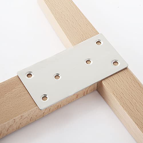 CYEAH 30 PCS Flat Brackets Mending Plates 4"x2" Heavy Duty Stainless Steel Bracket, Straight Fixing Mending Bracket Plates for Furniture, Wood, Shelves, Cabinet, 50X100X2MM