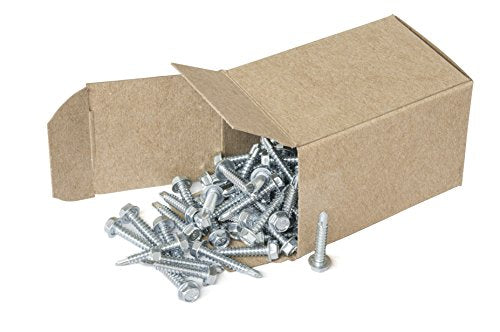 Strong-Point #8 x 1'' Hex Washer Head Self-Drilling Tek Screw, Zinc Plated Steel, Box of 100 - size: #8-18 Thread x 1" Long