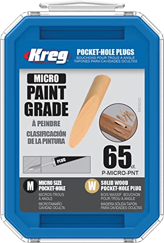 Kreg Micro Solid-Wood Pocket-Hole Plugs, Paint Grade, P-Micro-PNT, 65 Count