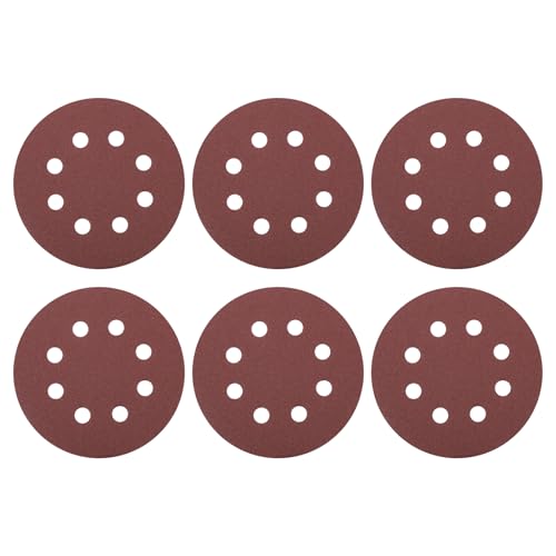HARFINGTON 20 Pcs 5 Inch Sanding Discs 120 Grit Red Aluminum Oxide 8 Hole - size: 5 Inch(120 Grit)