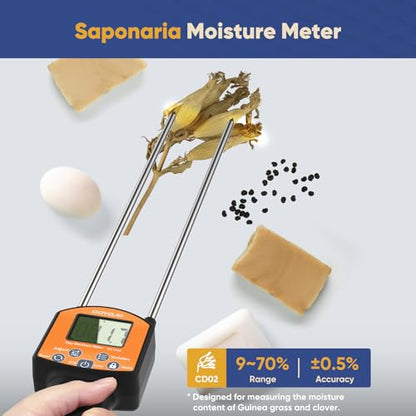GS120A Hay Moisture Tester Meter – Portable Digital Probe Tester with LCD, 0-80% Moisture Range, for Alfalfa, Leymus, Orchard Grass, Straw Bales Fast Accurate Digital Sensor Hay bale Moisture Meter