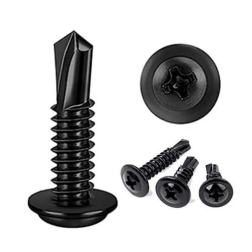 #10x1 Black Phillips Head 410 Stainless Self-Drilling Screws 100 pcs. - color: BLACK, size: 10x1"
