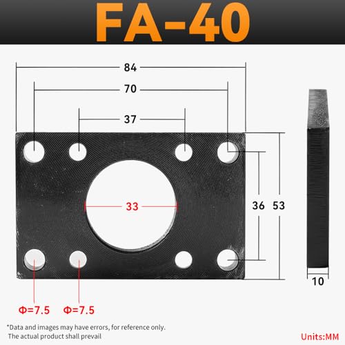 SC Cylinder FA-40 Accessories Square Flange Plate Cylinder Diameter Universal Fitting mounting Plate Fixing Frame with 4 Screws - color: FA, size: 40