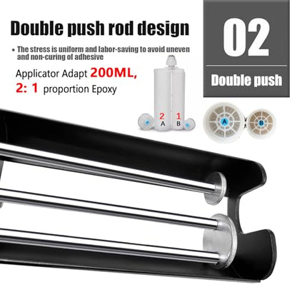 Dual Epoxy Gun, 200 mL/6.76 fl oz Double Cartridge Caulking Gun - size: 200mL