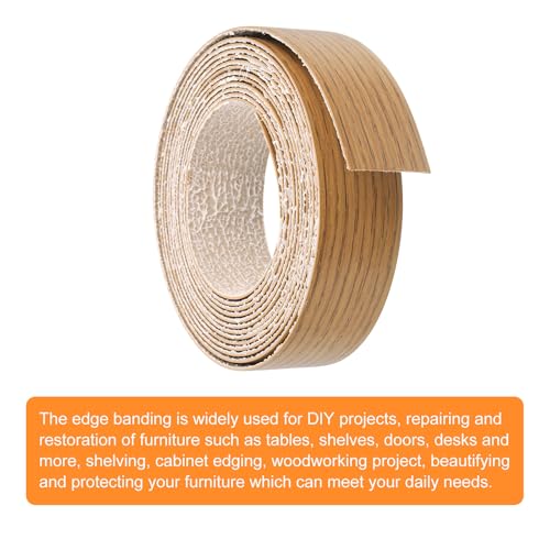 uxcell Edge Banding, 1-1/8 Inch x 10ft Pre-Glued Wood Veneer Edging Iron-on Flexible Edge Banding for Cabinet Repair Furniture Restoration, Teak - size: 1-1/8 Inch x 10ft