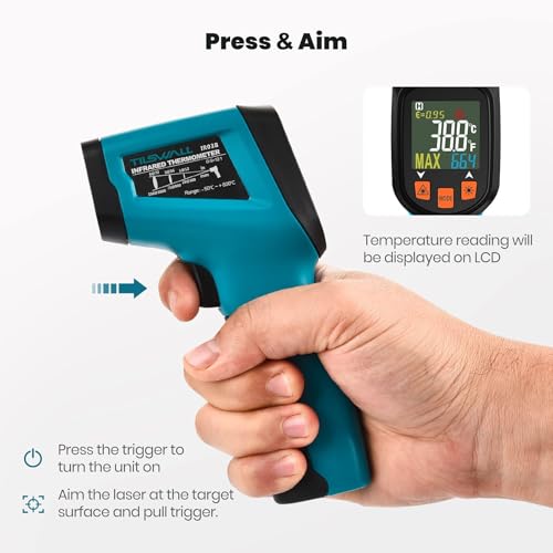 Tilswall Infrared Thermometer, Laser Temperature Gun -58°F~1112°F, Blue - color: Blue