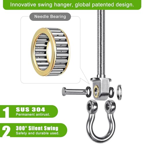 SELEWARE 4 Pcs Heavy Duty Bearing Swing Hangers Stainless Steel Swing Hooks - color: 4 Pack Bearing Hangers (7" X M2/5" Threaded Rod)