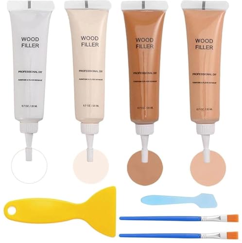 Kenbry Wood Repair Kit,4 Light Colors Wood Filler for Furniture Scratches - color: 4 Light Colors