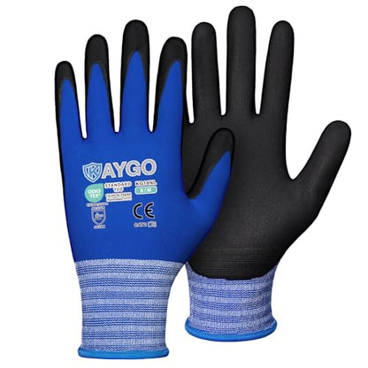 KAYGO Safety Work Gloves, MicroFoam Nitrile Coated, Men Women,KG18N - color: Blue, size: Medium