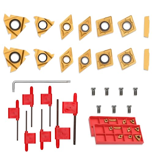 14 Pcs Turning Inserts for 1/2'' 12mm Turning Grooving Threading Boring Carbide Inserts Carbide Turning Tool - style: Inserts replacement 1/2'' 12mm