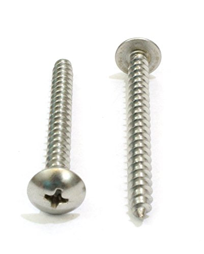 Bolt Dropper #10 x 2 inch Stainless Truss Head Phillips Wood Screw (Set of 100), 18-8 (304) Stainless Steel Screws, ssd Screws - size: #10 x 2"