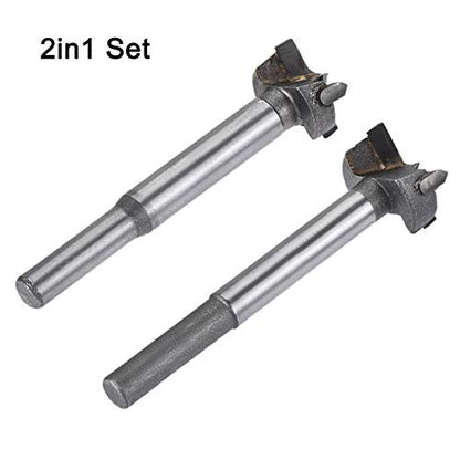uxcell Forstner Wood Boring Drill Bits 21mm 22mm Dia. Hole Saw Carbide Alloy Steel Tip Round Shank Cutting for Hinge Plywood Wood Tool 2in1 Set - size: 21mm, 22mm