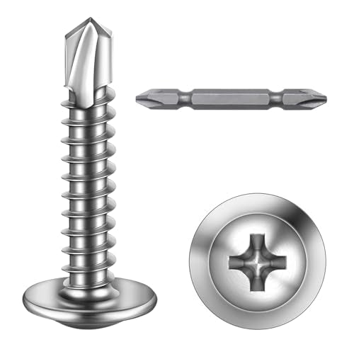 #8 x 1 Self Tapping Screws for Sheet Metal, 410 Steel Truss Head (100pcs) - color: 410 Stainless Steel Sliver, size: #8x1''-100Pcs