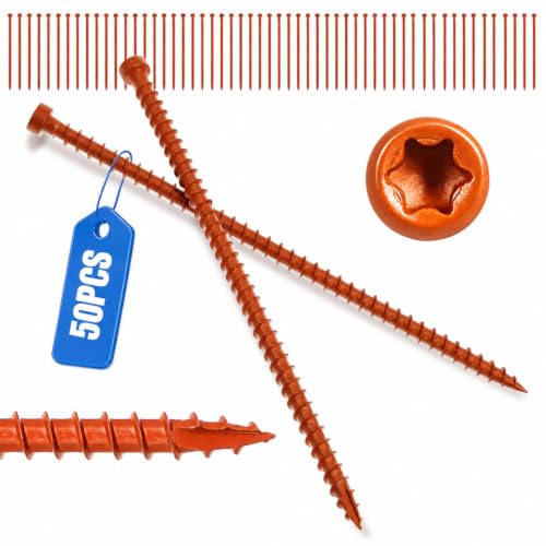 50 Pcs Truss Screws,6 Inch Structural Screws for Truss Rafter to Plate and Stud to Plate Connections,Clear Zinc (Orange Topcoat) - color: Orange Topcoat