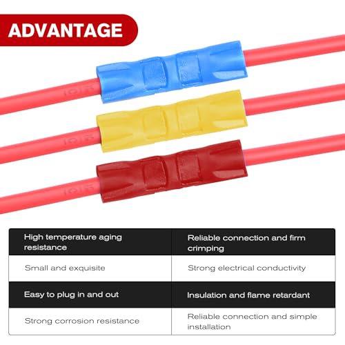 Nilight 200PCS Electrical Butt Connectors AWG 22-10 - color: 200PCS Insulated Butt Connectors