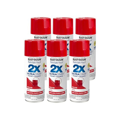 Rust-Oleum 334024-6PK Painter's Touch 2X Ultra Cover Spray Paint, 12 oz, Gloss Apple Red, 6 Pack - color: Apple Red, size: 12 Ounce (Pack of 6)