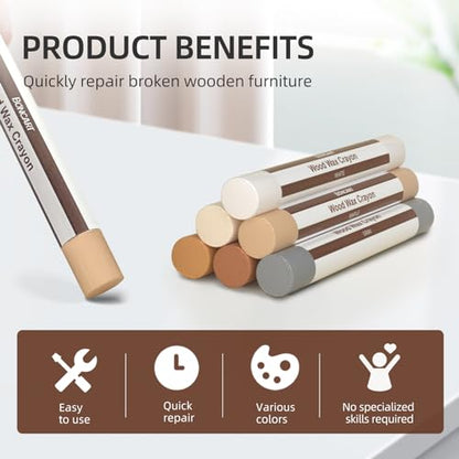 Boncart Wood Filler Sticks, 6 Colors Wood Wax Crayons - color: Light Color 6pcs