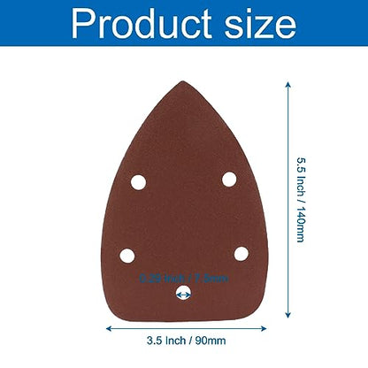 50 Pcs Mouse Detail Sander Sandpaper, 10 Sizes, 5 Hole - size: 40/60/80/100/120/180/240/320/400/800 Grits - 5 Pcs