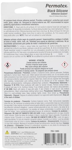 Permatex 81158 Black Silicone Adhesive Sealant, 3 oz. Tube, Pack of 2 - size: Pack of 2