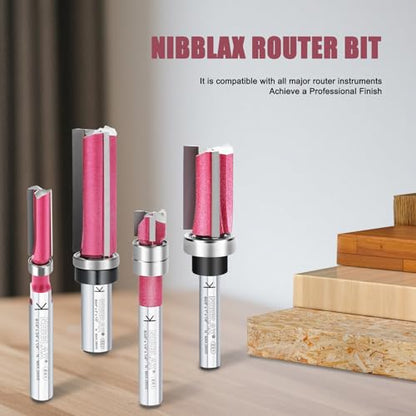 3-Flute Top Bearing Flush Trim Bit 1/4" Shank 1/2" Dia 1" Cut Length - size: 1/2"Dia x 1" x 1/4"Sh, style: Top Bearing