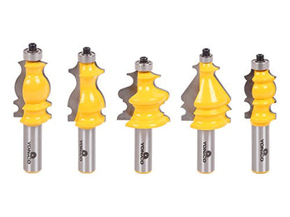 YONICO Architectural Molding Router Bits Set 5 Bit 1/2-Inch Shank 16501 - style: 5 Bit Set - 1/2" Shank