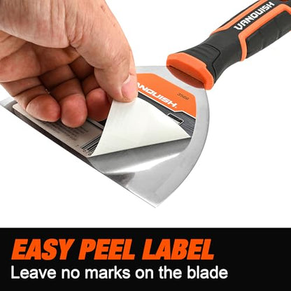 VANQUISH 5 Inch Stainless Steel Putty Knife Scraper with Soft Grip Handle and Metal Hammer End (3566) - size: 5 Inch