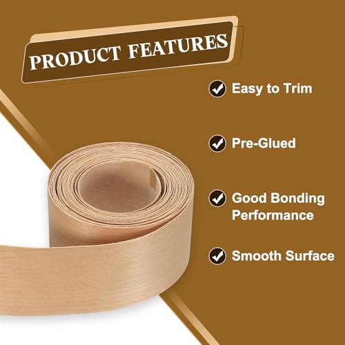 uxcell 2 Inch x 13ft Wood Veneer Edge Banding, Pre-Glued Flexible Beech Edging Strips, Iron on with Hot Melt Adhesive Wood Tape for Cabinet Repair and Furniture Restoration - size: 2 Inch x 13ft