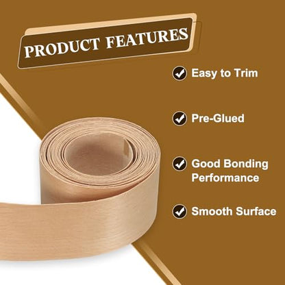 uxcell 2 Inch x 13ft Wood Veneer Edge Banding, Pre-Glued Flexible Beech Edging Strips, Iron on with Hot Melt Adhesive Wood Tape for Cabinet Repair and Furniture Restoration - size: 2 Inch x 13ft