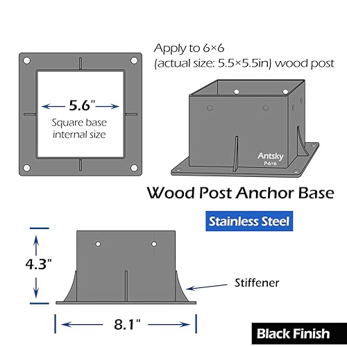 6×6"(Actual: 5.5×5.5inch) Post Stainless Steel Flange Anchor Base with Screws for Deck Railing, 2Pack - size: 6×6"(Actual:5.5×5.5inch), style: 2pack
