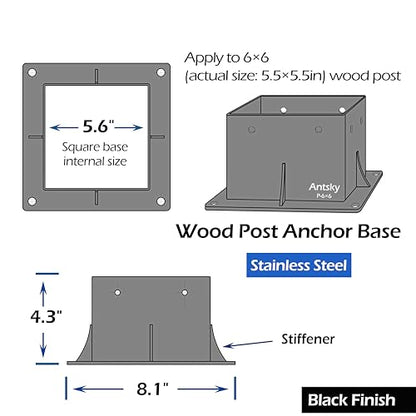 6×6"(Actual: 5.5×5.5inch) Post Stainless Steel Flange Anchor Base with Screws for Deck Railing, 1Pack - size: 6×6"(Actual:5.5×5.5inch), style: 1Pack