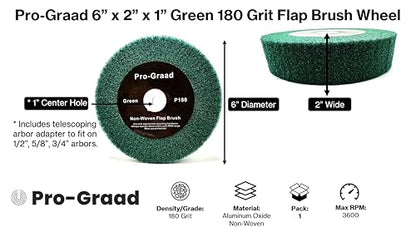 6" x 2" P180 Grit Green Non-Woven Flap Brush Wheel - style: 6" x 2" x 1" Green