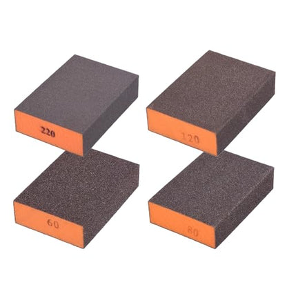 4Pcs 60/80/120/220Grit Sanding Sponges, Wet Dry Sanding Blocks - size: 60/80/120/220Grit