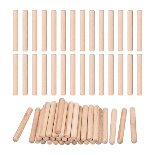 uxcell 120 Pcs Wooden Dowel Pins 10x80mm(0.39x3.15) Fluted Beveled Ends Wood Dowel Pegs Dried Hardwood for Woodworking Furniture Shelf - size: 10x80mm
