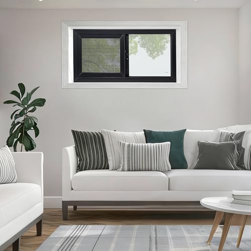 Vinyl Basement Window, Bathroom Sliding Window 32" x 22" Black - size: 32x22 IN