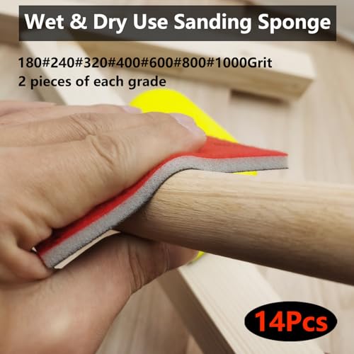 FOWOK 70pcs Sanding Sheet, 14pcs Sanding Sponge, one 3”x 4” Hand Sand Block
