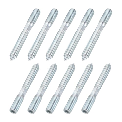 MECCANIXITY M10 Hanger Bolts, 3.15"(80mm) Length Double Headed Hanger Bolts 0.39"(10mm) Wood Dowel Screw Self-Tapping Threaded Rods Screw for Assembling Wood Furniture Joint, Pack of 10 - size: M10x80mmx10mm