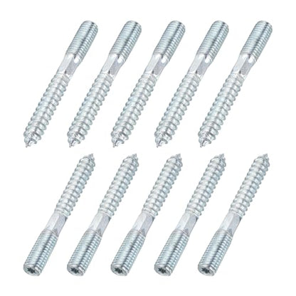 MECCANIXITY M10 Hanger Bolts, 3.15"(80mm) Length Double Headed Hanger Bolts 0.39"(10mm) Wood Dowel Screw Self-Tapping Threaded Rods Screw for Assembling Wood Furniture Joint, Pack of 10 - size: M10x80mmx10mm
