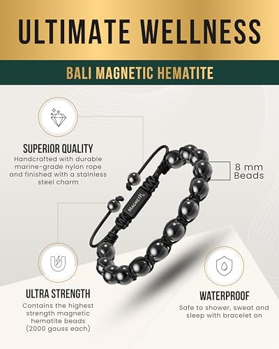 MagnetRX® Hematite Beaded Magnetic Bracelets (Bali 8mm) - color: Bali 8mm Bead