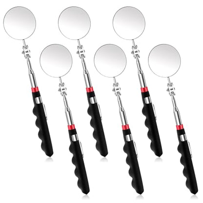 6 Pcs Telescoping Inspection Mirror Retractable Mechanical Mirror Extendable Long Handle Telescoping Mirror 360 Rotation Under Vehicle Detection Mirror for Technicians Mechanics Contractors