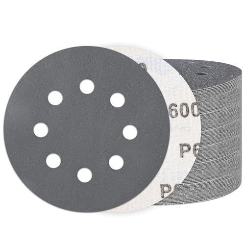 100PCS 5 Inch Sanding Discs 600 Grit, Wet Dry Hook and Loop Sandpaper - style: 600Grit