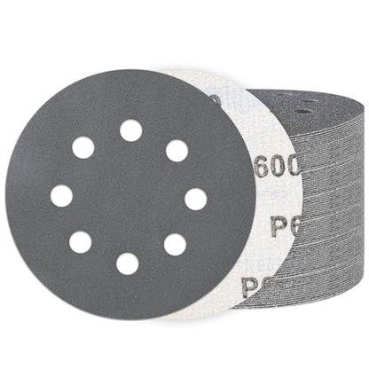 100PCS 5 Inch Sanding Discs 600 Grit, Wet Dry Hook and Loop Sandpaper - style: 600Grit