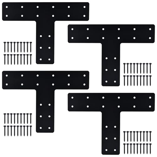 T Post Bracket for 4x4 Lumber, 14" x 10" Heavy Duty Steel Mending Plate, Pergola T Beam Truss Bracket, Post to Beam Connectors, Thickness 1/8" (3mm) - size: 14" x 10"