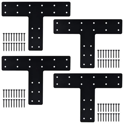 T Post Bracket for 4x4 Lumber, 14" x 10" Heavy Duty Steel Mending Plate, Pergola T Beam Truss Bracket, Post to Beam Connectors, Thickness 1/8" (3mm) - size: 14" x 10"