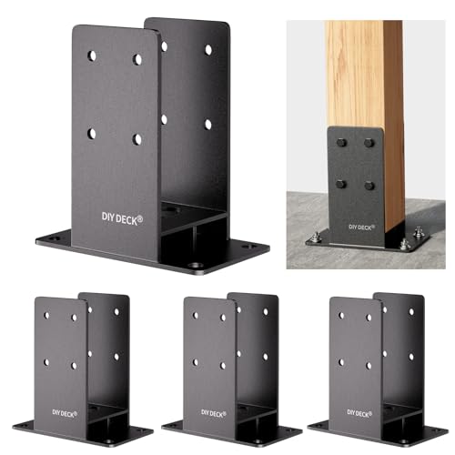 4x4 Wood Post Base (Internal Size 3.6"x3.6") Heavy Duty Stainless Steel Powder-Coated Post Anchor with Air Flow Channel Fence Post Anchor Base for Deck Railing, Pergolas, Fence Pillar, 4Pack - size: 4x4, style: 4Pack