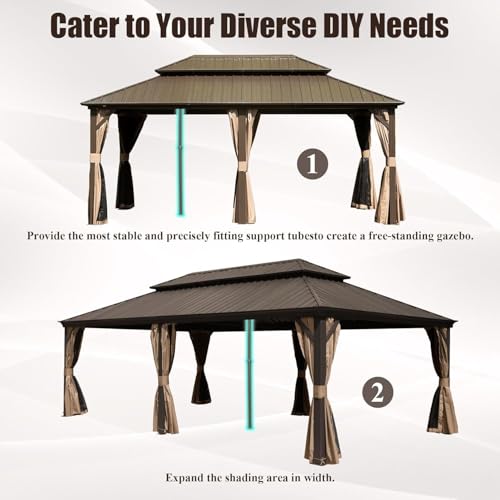 Universal Support Post for Gazebos - Adjustable Height, Reinforced Aluminum